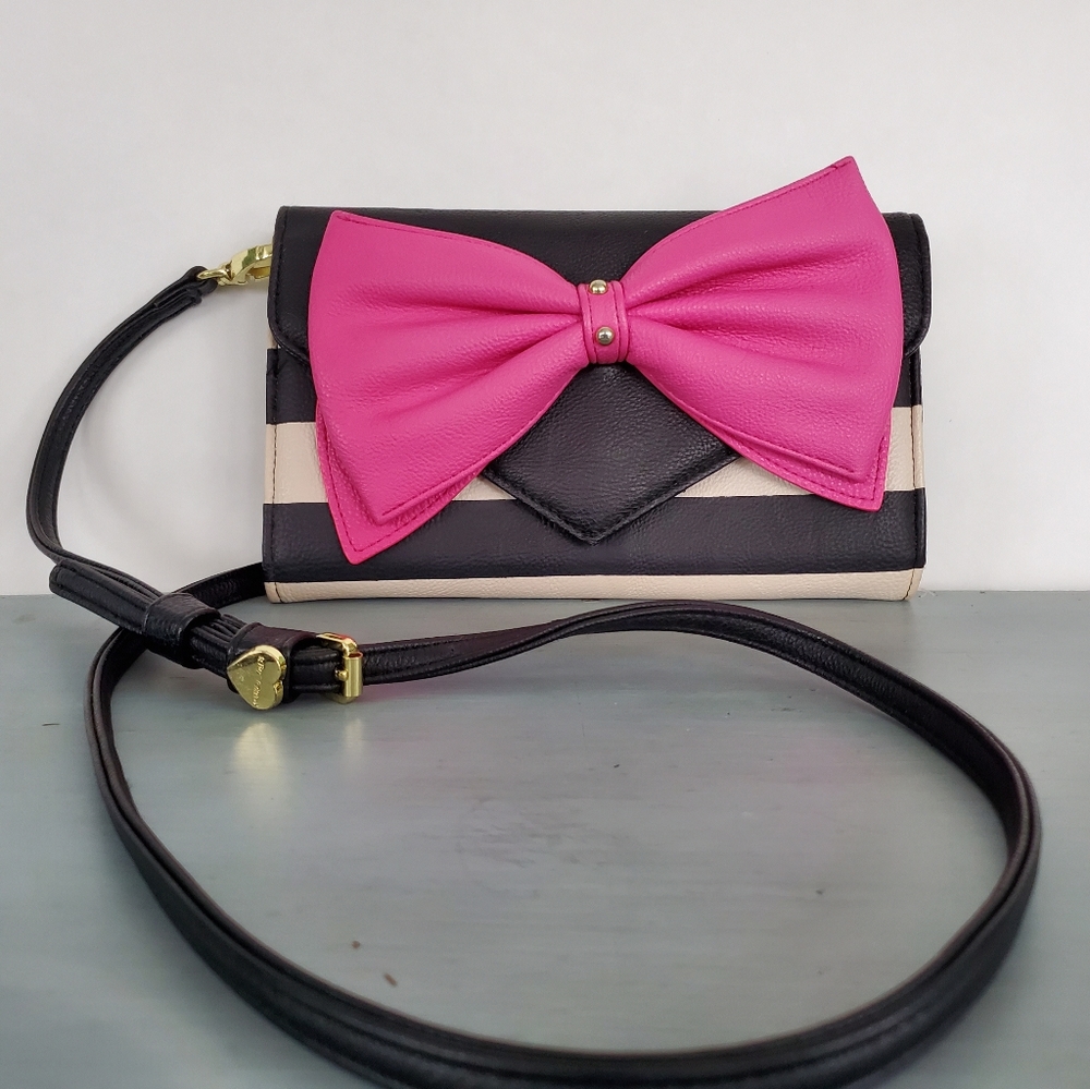 Betsy Johnson Bow and Stripes Cross Body
